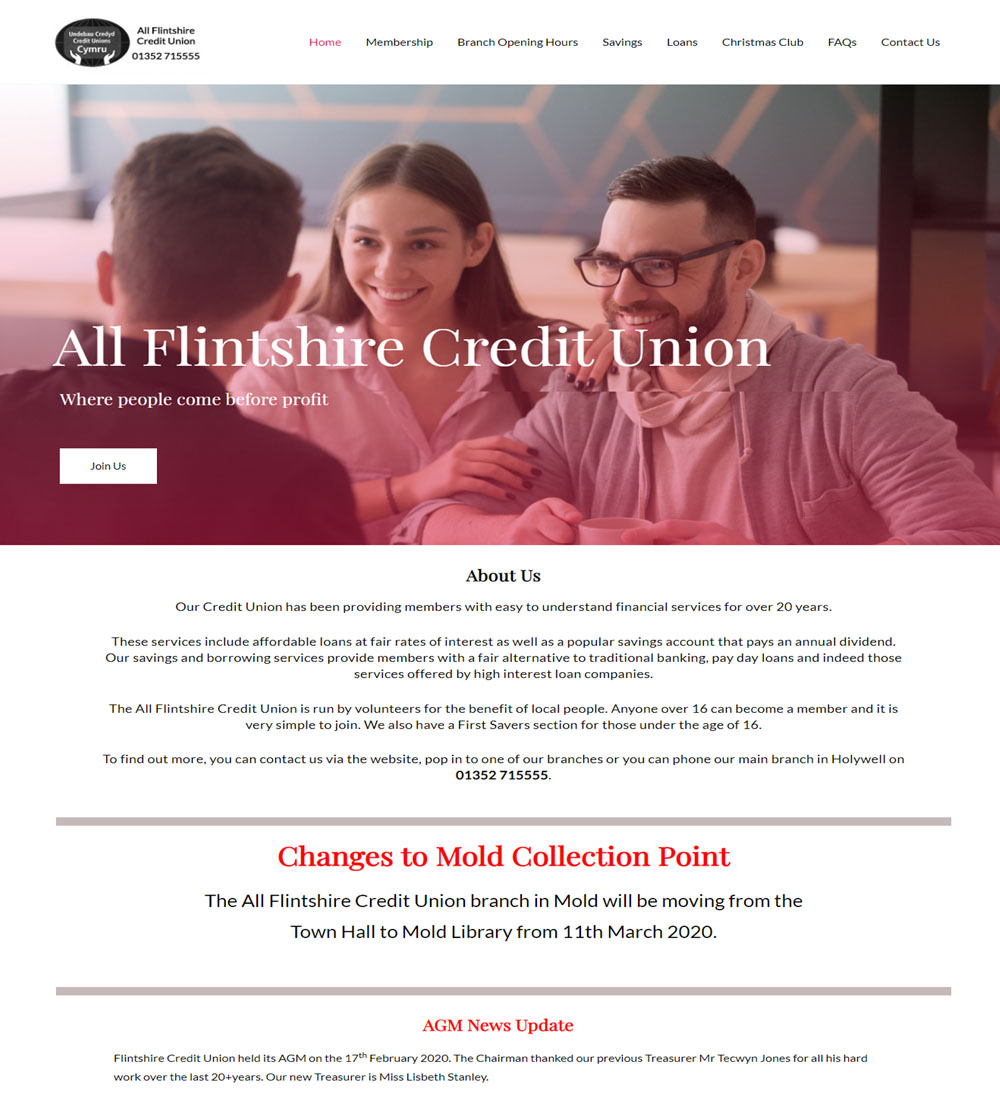 All Flintshire Credit Union website design